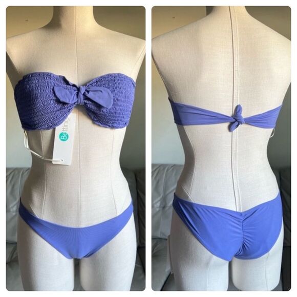 NEW Revolve Bettinis Bikini Set Swimwear Smocked Bikini Top XS Bottom M L - Picture 1 of 16